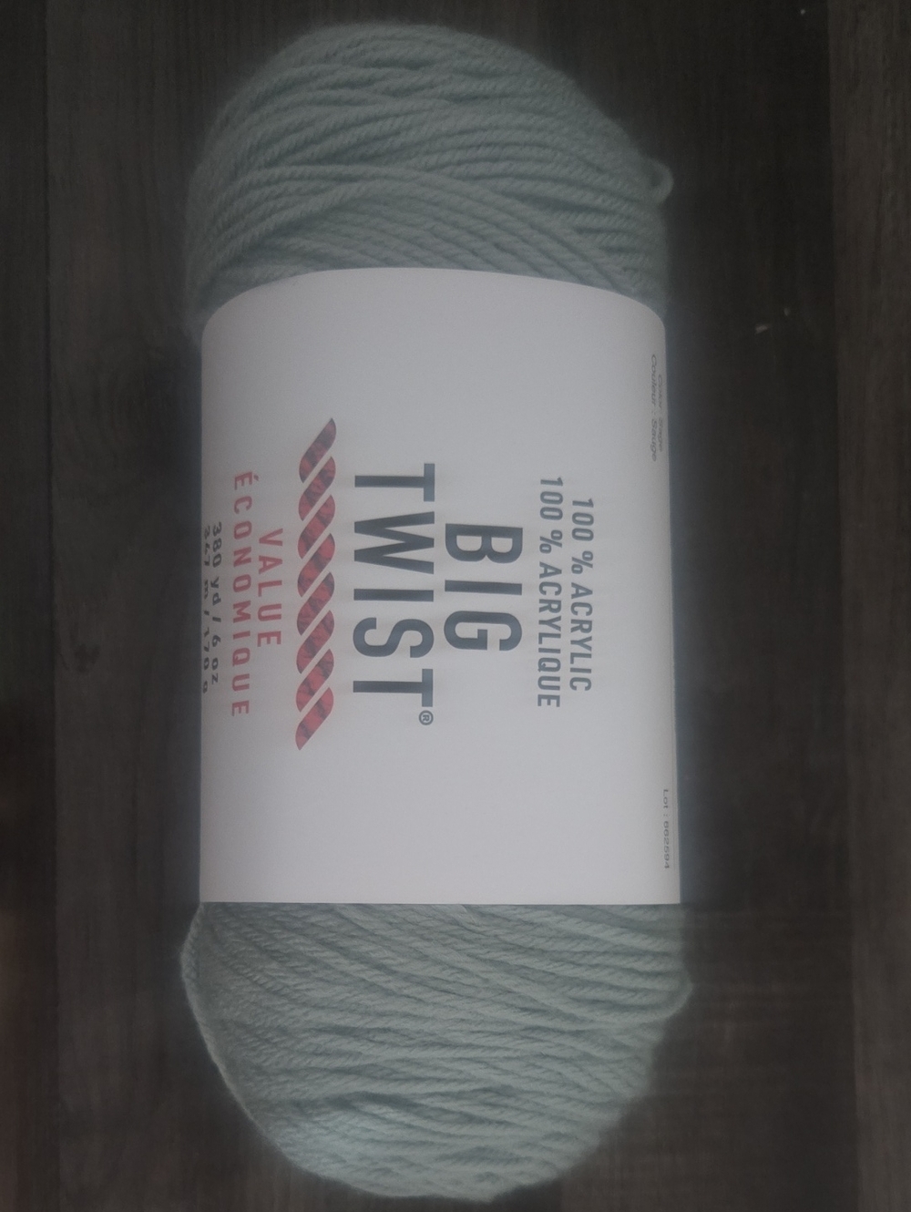 Big Twist Yarn in Soft Sage - 100% Acrylic